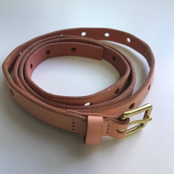 J CREW WOMENS VEGTABLE TANNED LETAHER BELT BROWN ADJUSTABLE WOMENS MEDIUM LARGE - Picture 8 of 9
